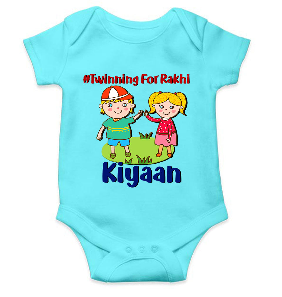 Custom Name Twinning For Rakhi Raksha Bandhan Rompers for Baby Boy- KidsFashionVilla