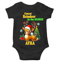 Load image into Gallery viewer, Custom Name Cutest Reindeer In The Sleigh Christmas Rompers for Baby Girl- KidsFashionVilla
