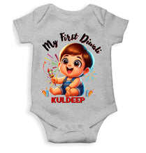 Load image into Gallery viewer, Custom Name My First Diwali Rompers for Baby Boy- KidsFashionVilla
