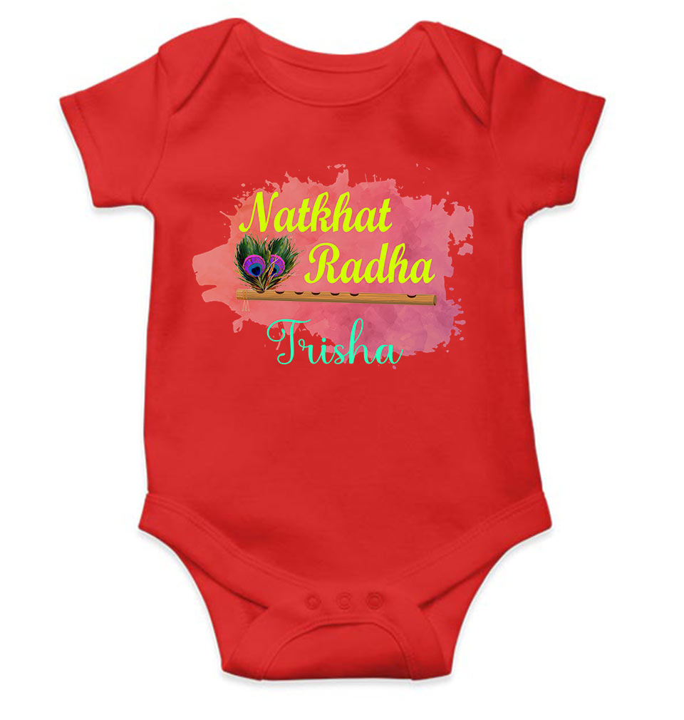 Custom Name Natkhat Radha Janmashtami Rompers for Baby Girl- KidsFashionVilla