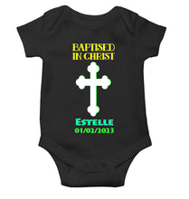 Load image into Gallery viewer, Custom Name And Date Baptised In Christ Christening Day Baptism Rompers for Baby Girl- KidsFashionVilla
