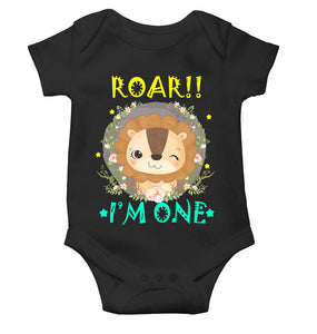 Roar I Am One First Birthday Rompers for Baby Girl- KidsFashionVilla