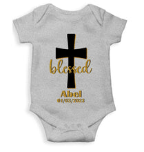 Load image into Gallery viewer, Custom Name And Date Blessed Baptism Christening Day Rompers for Baby Girl- KidsFashionVilla
