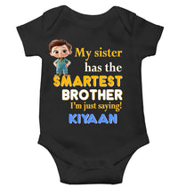 Load image into Gallery viewer, Custom Name My Sister Has The Smartest Brother Raksha Bandhan Rompers for Baby Boy- KidsFashionVilla
