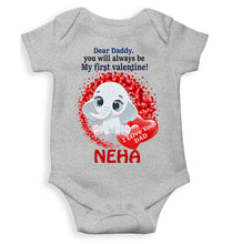 Load image into Gallery viewer, Custom Name Daddy Always Be My First Valentine Rompers for Baby Girl- KidsFashionVilla
