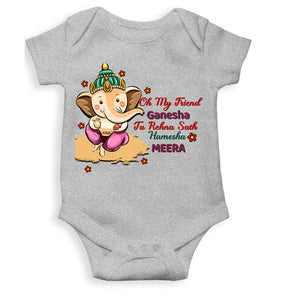 Custom Name Oh My Friend Ganesha Ganesh Chaturthi Rompers for Baby Girl- KidsFashionVilla