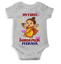 Load image into Gallery viewer, Custom Name My First Cute Durga Pooja Rompers for Baby Girl- KidsFashionVilla
