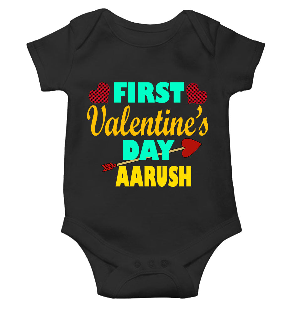 Custom Name First Valentine Rompers for Baby Boy- KidsFashionVilla