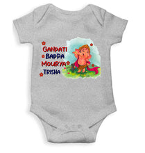 Load image into Gallery viewer, Custom Name Ganpati Bappa Mourya Ganesh Chaturthi Rompers for Baby Girl- KidsFashionVilla
