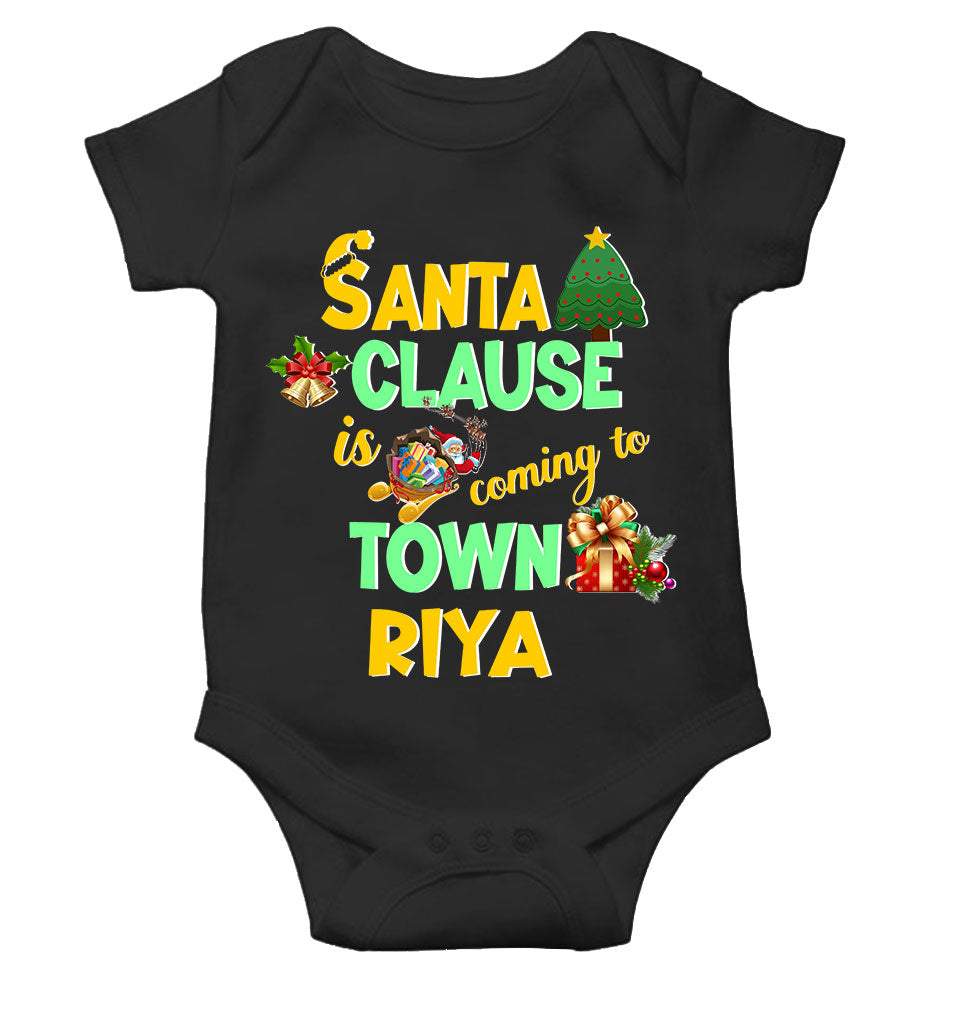 Custom Name Santa Clause Is Coming To Town Christmas Rompers for Baby Girl- KidsFashionVilla