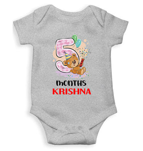 Custom Name 5 Month Birthday Teddy Design Rompers for Baby Boy- KidsFashionVilla
