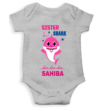 Load image into Gallery viewer, Custom Name Sister Shark Doo Doo Doo Rakhi Rompers for Baby Girl- KidsFashionVilla
