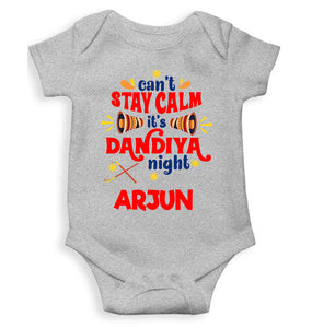 Custom Name Cant Stay Calm It Is Dandiya Night Navratri Rompers for Baby Boy- KidsFashionVilla