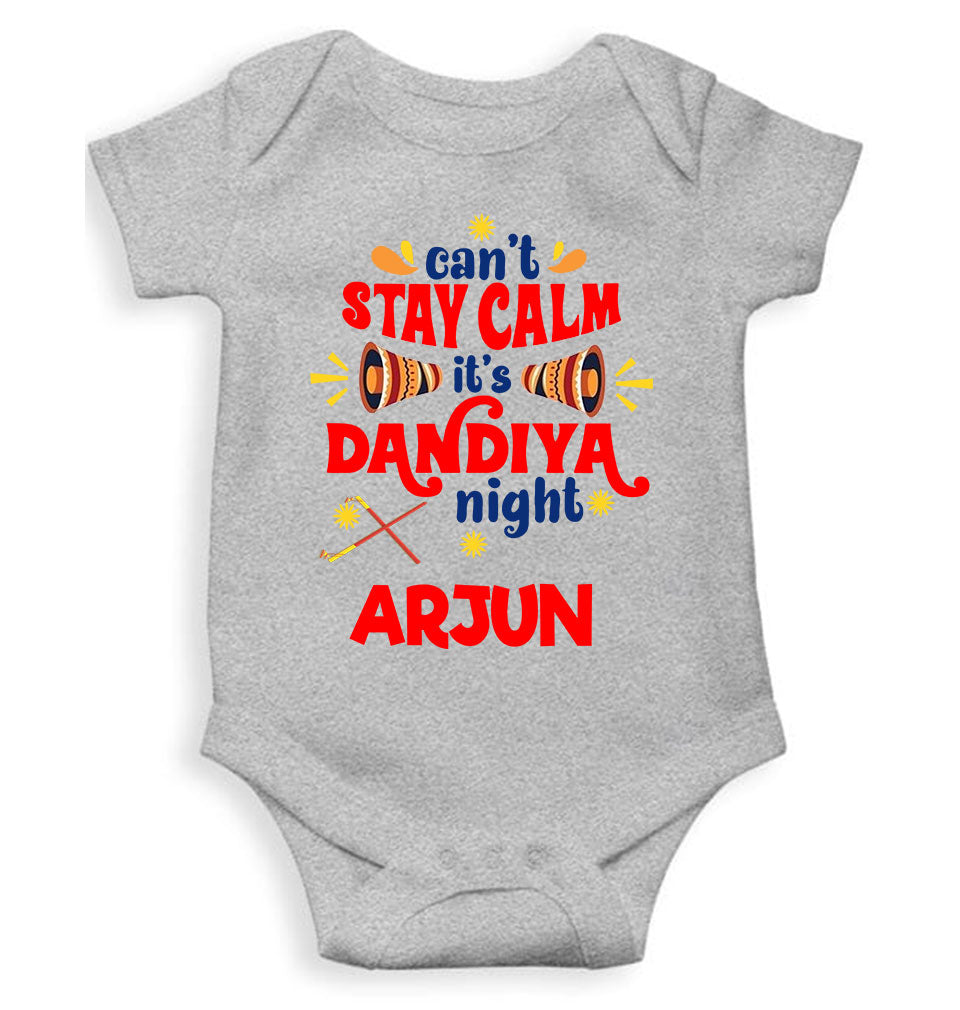 Custom Name Cant Stay Calm It Is Dandiya Night Navratri Rompers for Baby Boy- KidsFashionVilla