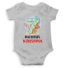 Load image into Gallery viewer, Custom Name 7 Month Birthday Teddy Design Rompers for Baby Boy- KidsFashionVilla

