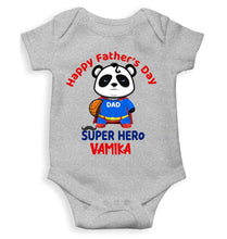 Load image into Gallery viewer, Custom Name Happy Fathers Day Super Hero Rompers for Baby Girl- KidsFashionVilla
