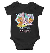 Load image into Gallery viewer, Custom Name 10 Month Birthday Teddy Design Rompers for Baby Girl- KidsFashionVilla
