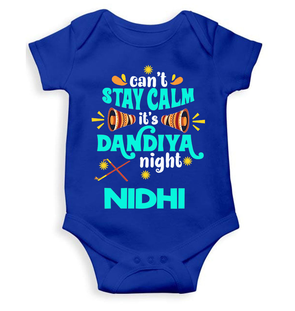Custom Name Cant Stay Calm It Is Dandiya Night Navratri Rompers for Baby Girl- KidsFashionVilla