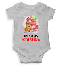 Load image into Gallery viewer, Custom Name 8 Month Birthday Teddy Design Rompers for Baby Boy- KidsFashionVilla
