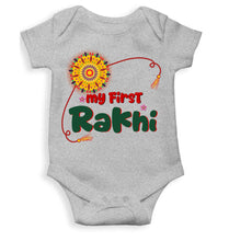 Load image into Gallery viewer, My First Meri Pehli Rakhi Raksha Bandhan Rompers for Baby Boy- KidsFashionVilla
