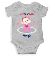 Load image into Gallery viewer, Custom Name My First Rakhi Dress Rompers for Baby Girl- KidsFashionVilla
