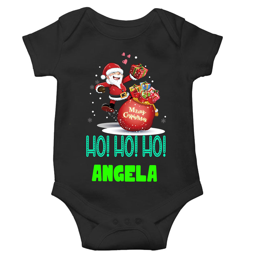 Customized Name Ho! Ho! Ho! Christmas Rompers for Baby Girl- KidsFashionVilla