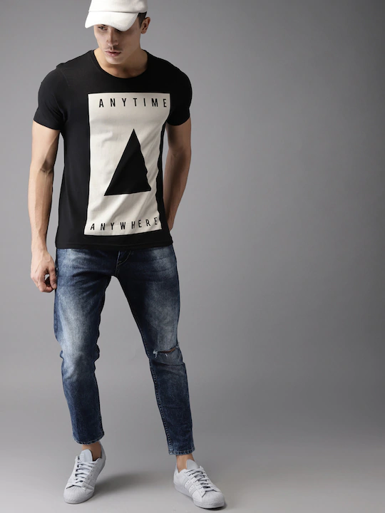 Anytime Anywhere Minimal Round Neck Mens Half Sleeves T-shirt- KidsFashionVilla