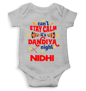 Custom Name Cant Stay Calm It Is Dandiya Night Navratri Rompers for Baby Girl- KidsFashionVilla
