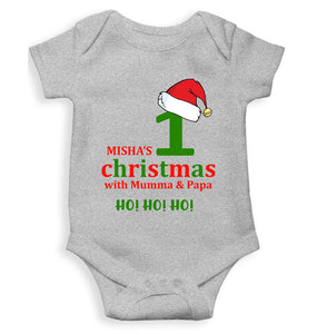 Customized Name 1st Christmas With Mumma & Papa Rompers for Baby Girl- KidsFashionVilla