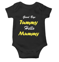 Load image into Gallery viewer, Good Bye Tummy Hello Mummy Black Rompers for Baby Girl - KidsFashionVilla

