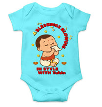 Load image into Gallery viewer, Custom Name Blessing Blowing In Style With Durga Puja Rompers for Baby Boy- KidsFashionVilla
