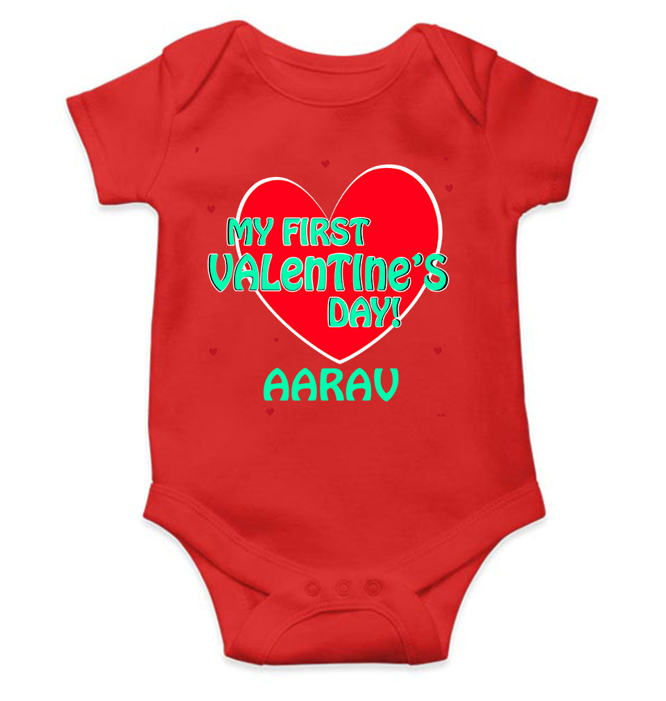 Custom Name 1st Valentine Rompers for Baby Boy- KidsFashionVilla