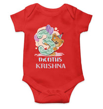 Load image into Gallery viewer, Custom Name 3 Month Birthday Teddy Design Rompers for Baby Boy- KidsFashionVilla
