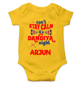 Custom Name Cant Stay Calm It Is Dandiya Night Navratri Rompers for Baby Boy- KidsFashionVilla