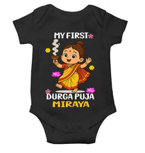 Load image into Gallery viewer, Custom Name My First Cute Durga Pooja Rompers for Baby Girl- KidsFashionVilla
