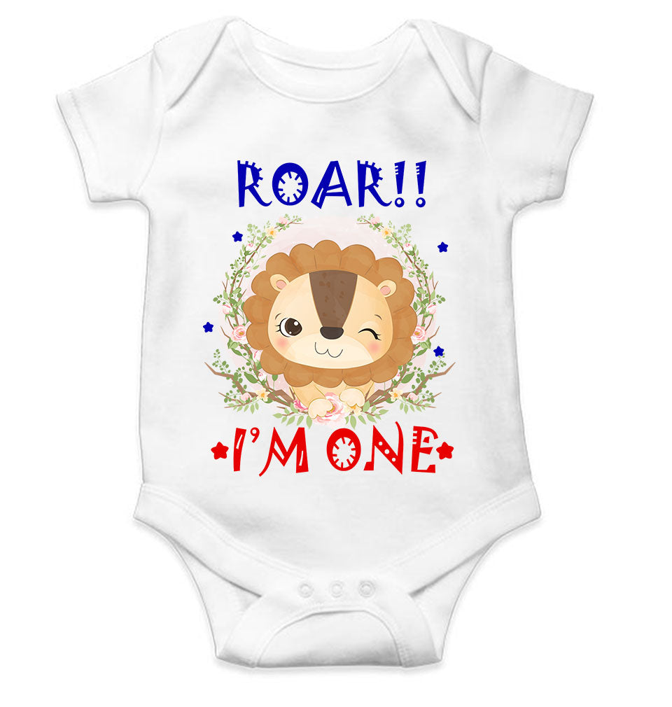 Roar I Am One First Birthday Rompers for Baby Girl- KidsFashionVilla