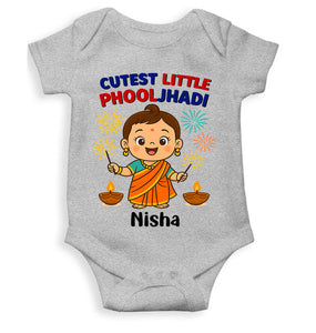 Custom Name Cutest Little Phooljhadi Diwali Rompers for Baby Girl- KidsFashionVilla