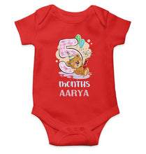 Load image into Gallery viewer, Custom Name 5 Month Birthday Teddy Design Rompers for Baby Girl- KidsFashionVilla

