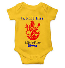 Load image into Gallery viewer, Custom Name IPL RCB Royal Challengers Bangalore Kohli Hai Rompers for Baby Girl- KidsFashionVilla
