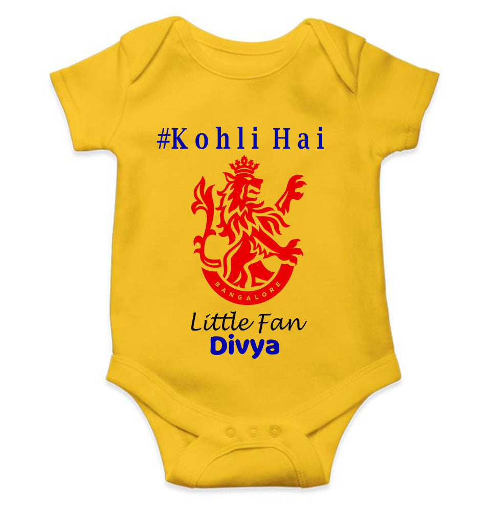 Custom Name IPL RCB Royal Challengers Bangalore Kohli Hai Rompers for Baby Girl- KidsFashionVilla