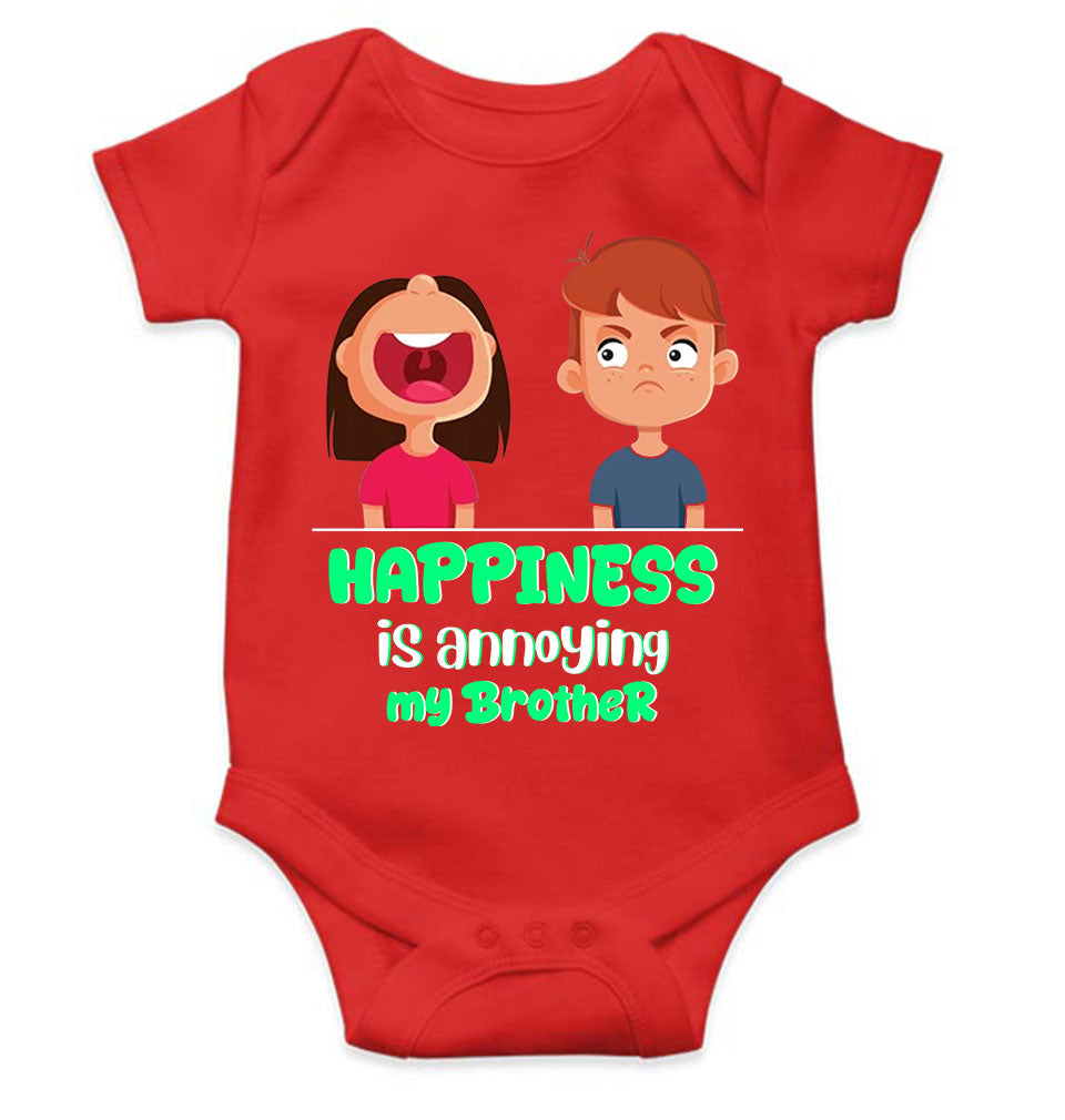 Happiness Is Annoying My Brother Raksha Bandhan Rompers for Baby Boy- KidsFashionVilla