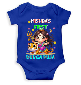 Custom Name First Durga Puja Rompers for Baby Girl- KidsFashionVilla