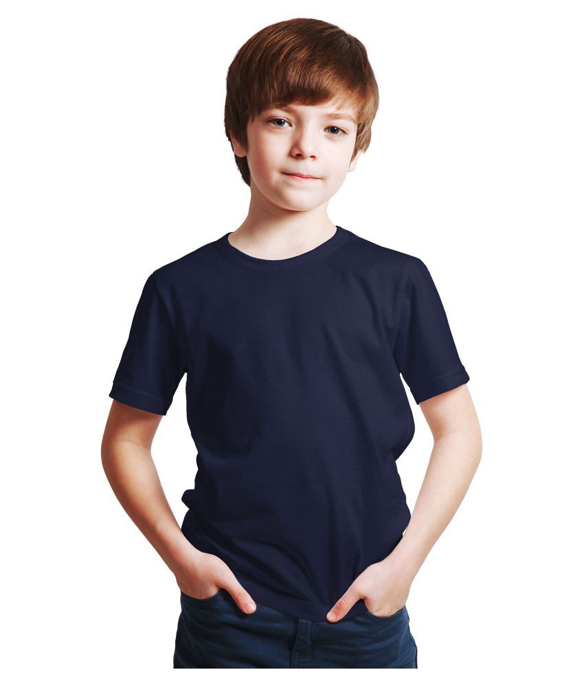Boy Plain Navy Blue T-Shirt-KidsFashionVilla
