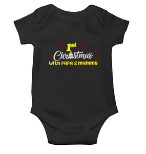 First Christmas With Papa and Mummy Christmas Rompers for Baby Boy- KidsFashionVilla