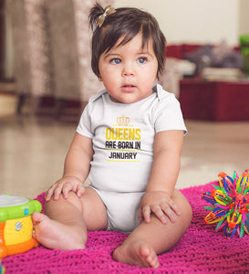 Queens Are Born In January Rompers for Baby Girl- KidsFashionVilla
