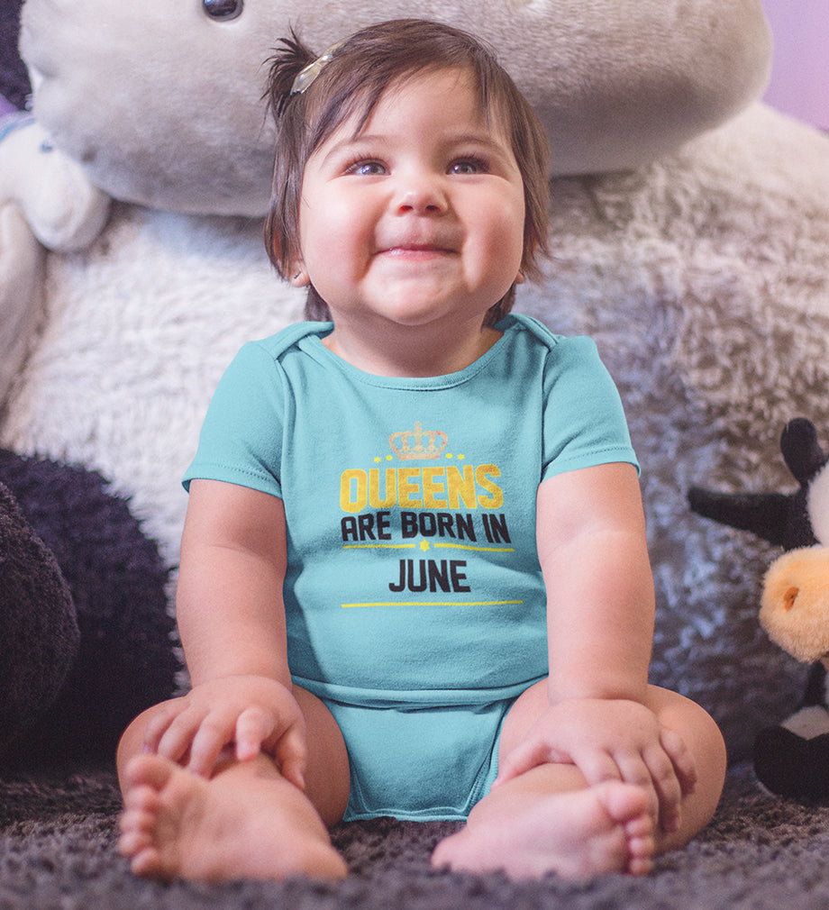 Queens Are Born In June Rompers for Baby Girl- KidsFashionVilla