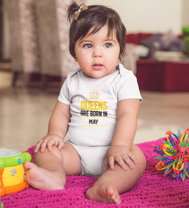 Queens Are Born In May Rompers for Baby Girl- KidsFashionVilla