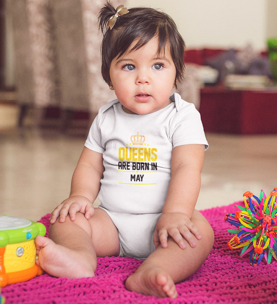 Queens Are Born In May Rompers for Baby Girl- KidsFashionVilla