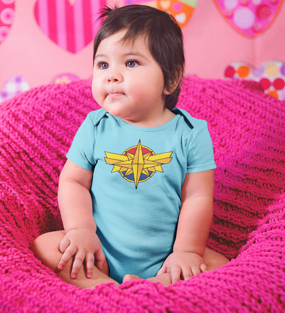 Captain Marvel Logo Rompers for Baby Girl- KidsFashionVilla