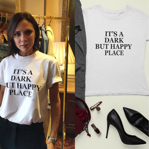 Its A Dark But Happy Place Victoria Beckham Celebrity T-shirt- KidsFashionVilla